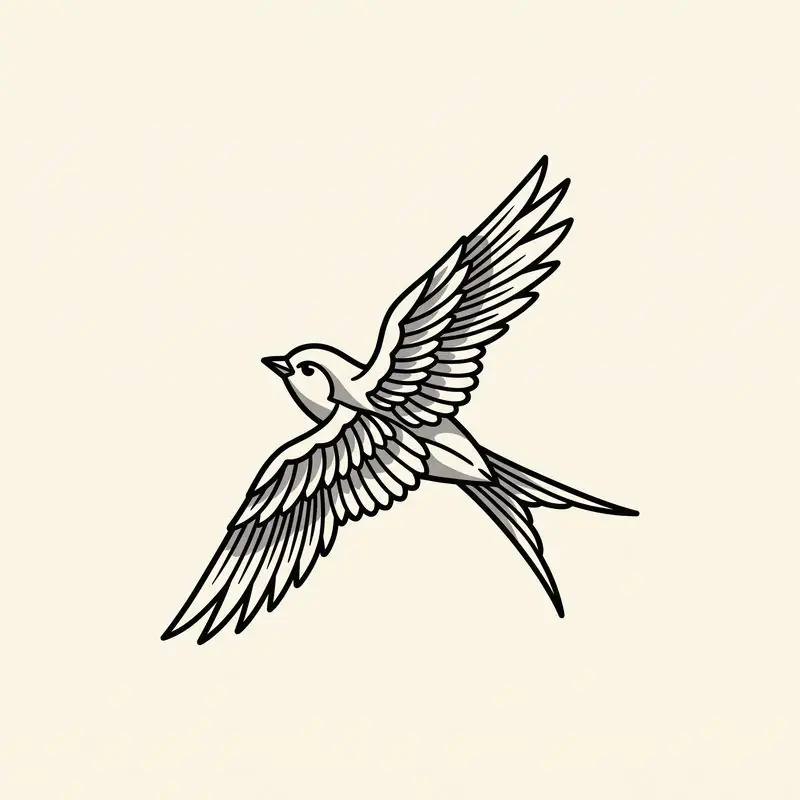 Flash « Hirondelle », dessin à l'encre noire
