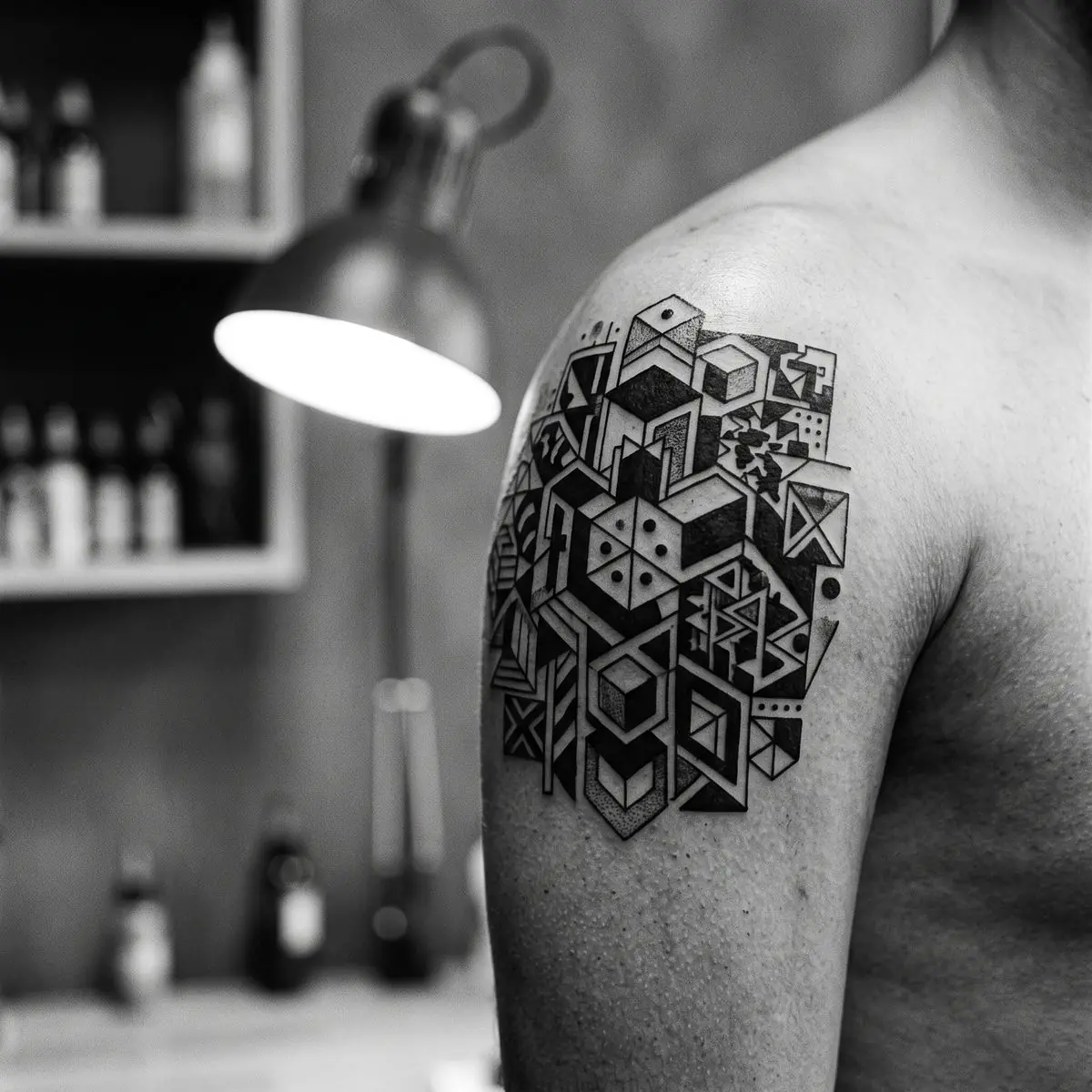 Géométrie, Blackwork par Faye Corbin